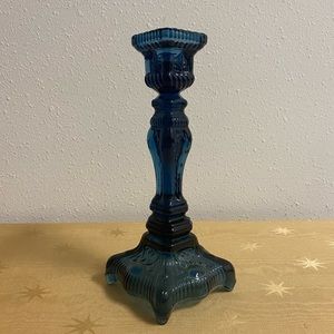 Vintage One Cobalt Blue Glass Candle Holder Used
Square base